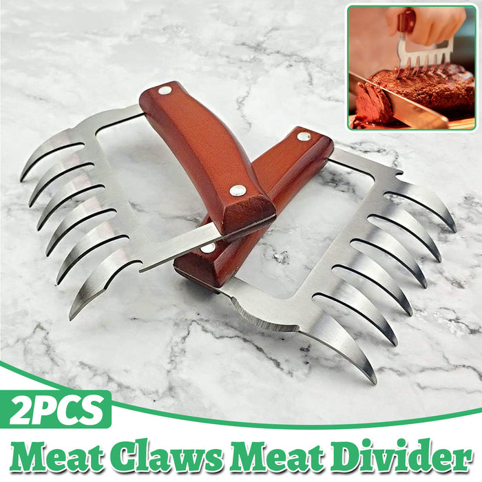 2 Pcs Meat Divider Claws with Wooden Handles 10.5cm