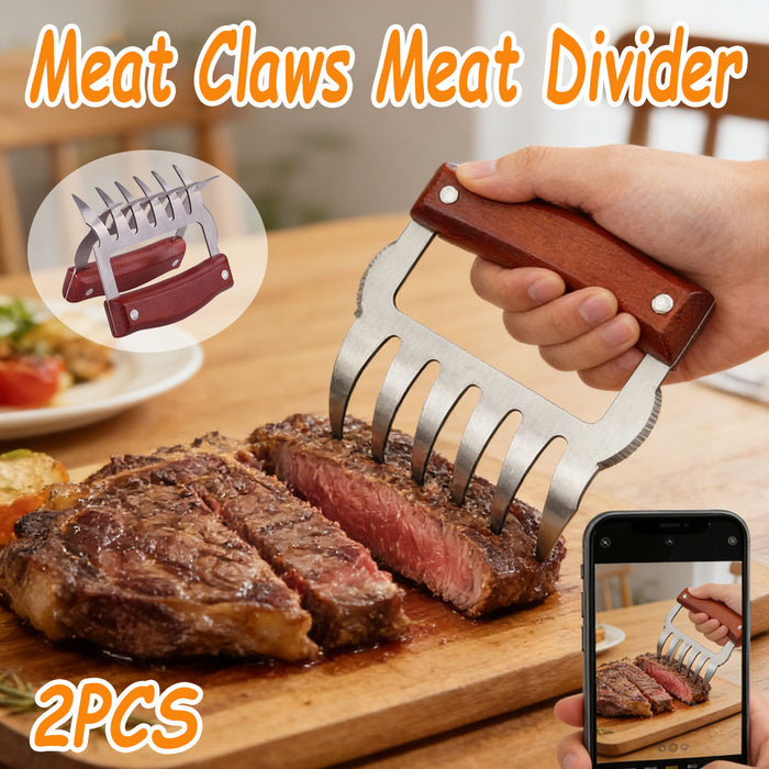 2 Pcs Meat Divider Claws with Wooden Handles 10.5cm