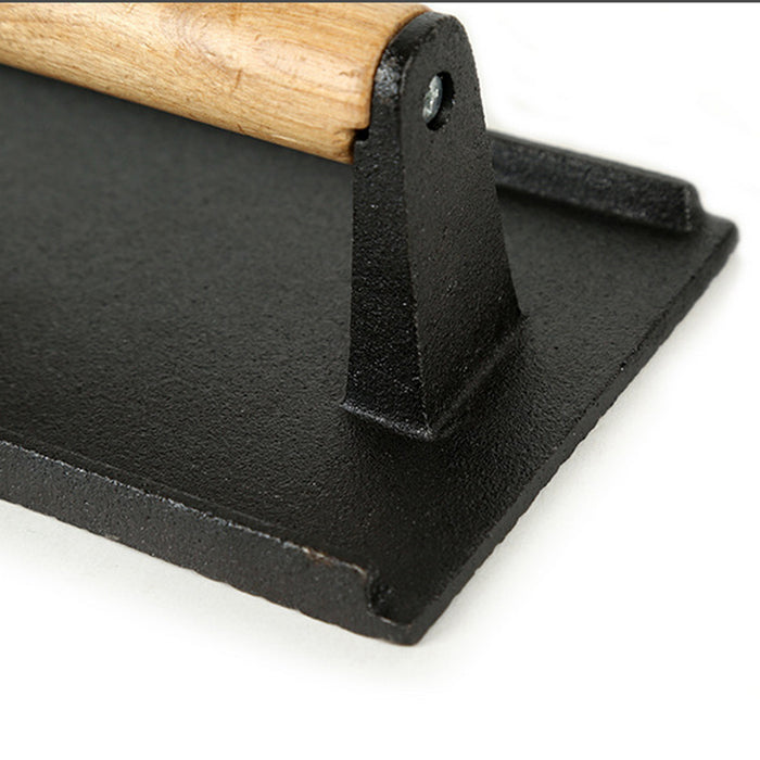 Cast Iron Meat Press with Wooden Handle Rectangular 21cm