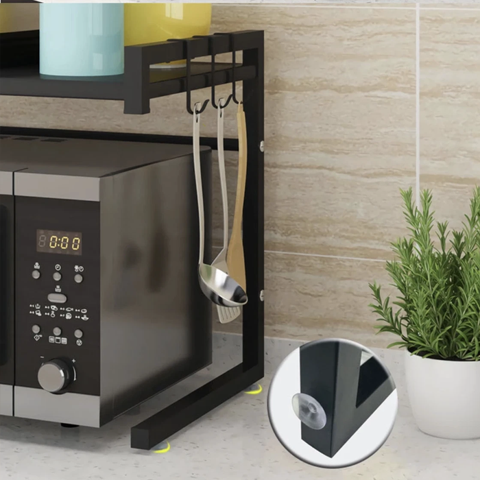 2 Tier Microwave Shelf Stand Adjustable Carbon Steel 65cm