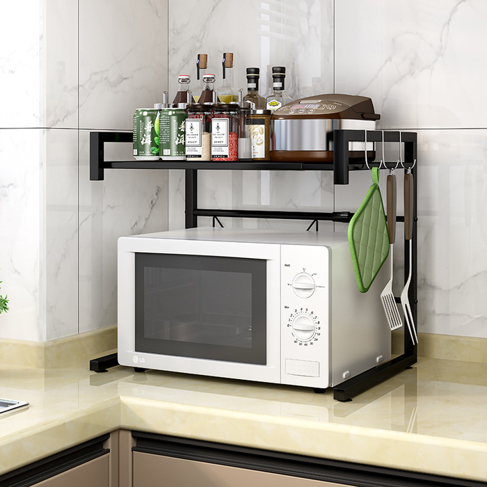 2 Tier Microwave Shelf Stand Adjustable Carbon Steel 65cm