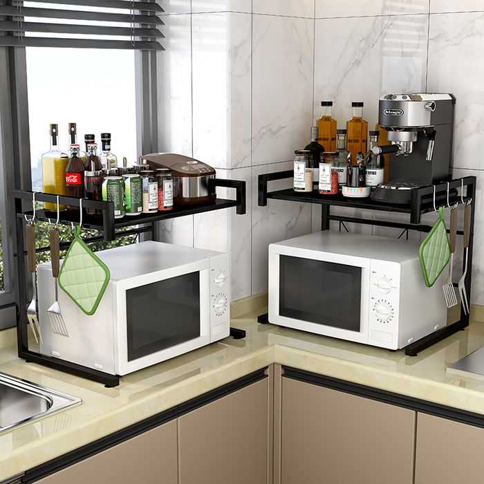 2 Tier Microwave Shelf Stand Adjustable Carbon Steel 65cm