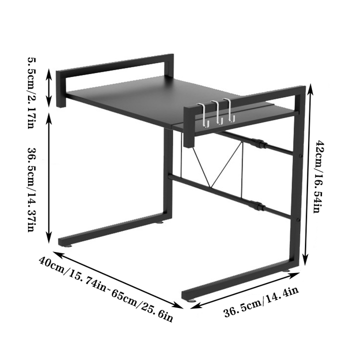 2 Tier Microwave Shelf Stand Adjustable Carbon Steel 65cm