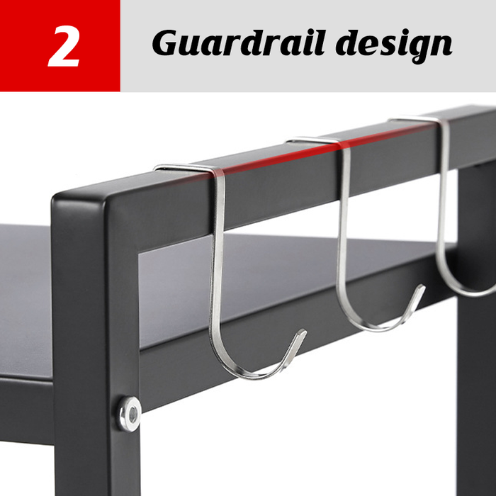 2 Tier Microwave Shelf Stand Adjustable Carbon Steel 65cm
