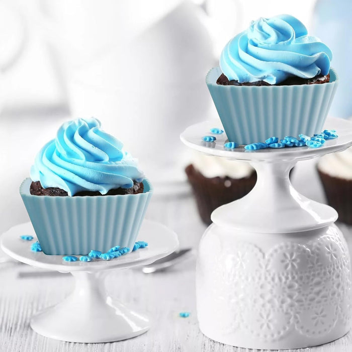 12 Pcs Silicone Cupcake Molds Round & Square Baking Molds Reusable Nonstick for Muffins