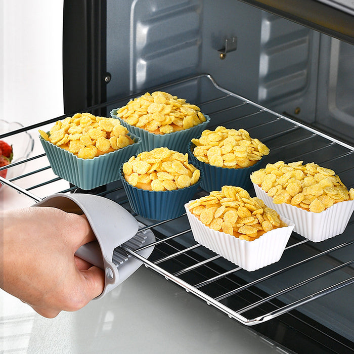 12 Pcs Silicone Cupcake Molds Round & Square Baking Molds Reusable Nonstick for Muffins