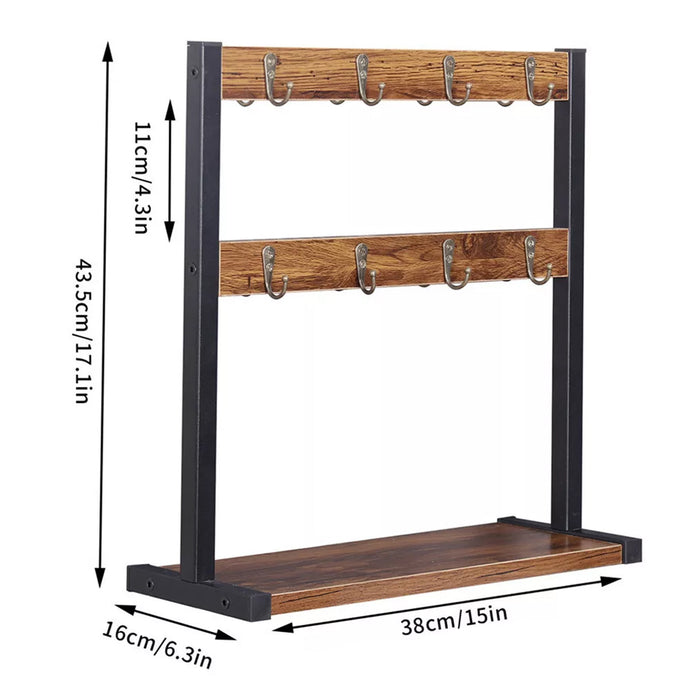 Wooden Mug Rack Double Layer Rotating Holder 43.5cm