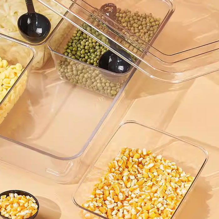 2 Pcs Clear 6-Compartment Spice Container with Lid and 6 Spoons