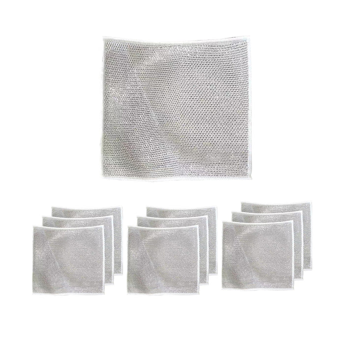 Double Layer Metal Fibre Dishcloth Non-Stick Oil Cleaning Cloth, 10pcs