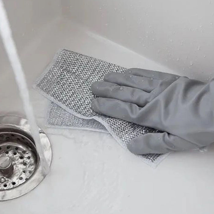 Double Layer Metal Fibre Dishcloth Non-Stick Oil Cleaning Cloth, 10pcs