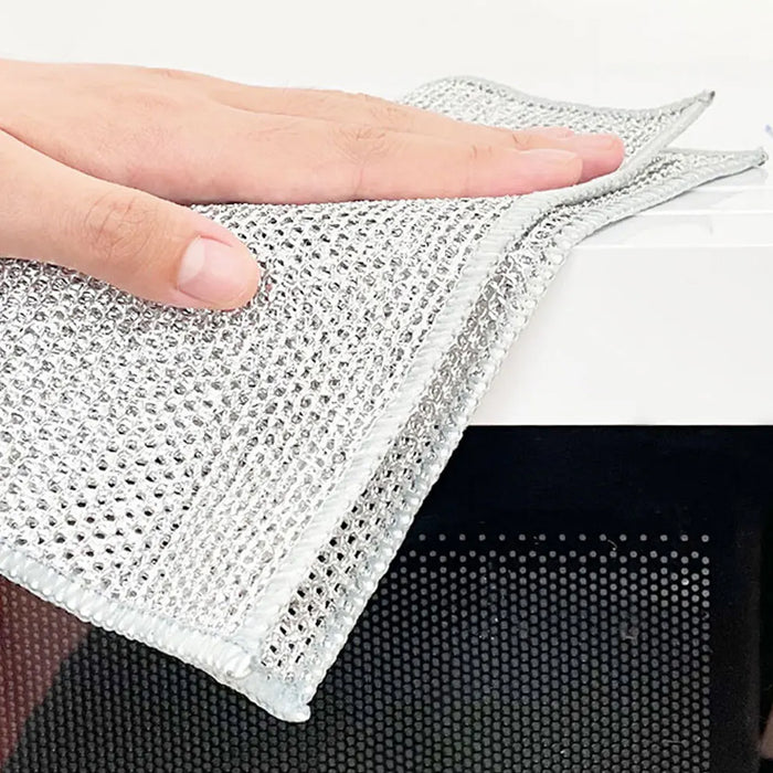 Double Layer Metal Fibre Dishcloth Non-Stick Oil Cleaning Cloth, 10pcs