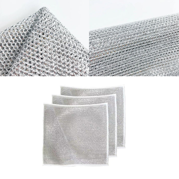 Double Layer Metal Fibre Dishcloth Non-Stick Oil Cleaning Cloth, 10pcs