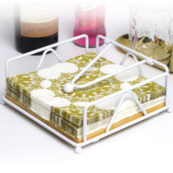 Wrought Iron Napkin Holder with Weighted Arm Square Design