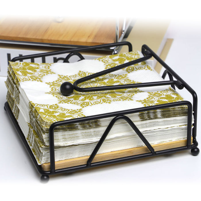 Wrought Iron Napkin Holder with Weighted Arm Square Design