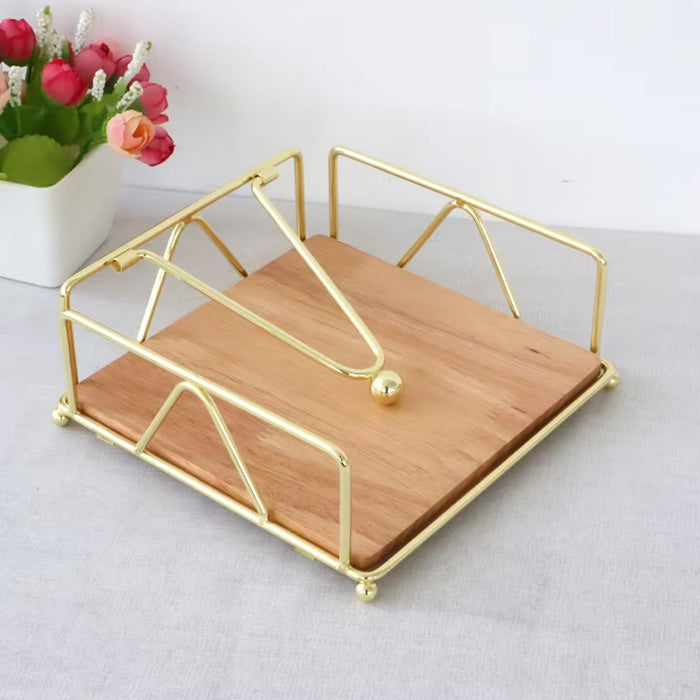 Wrought Iron Napkin Holder with Weighted Arm Square Design