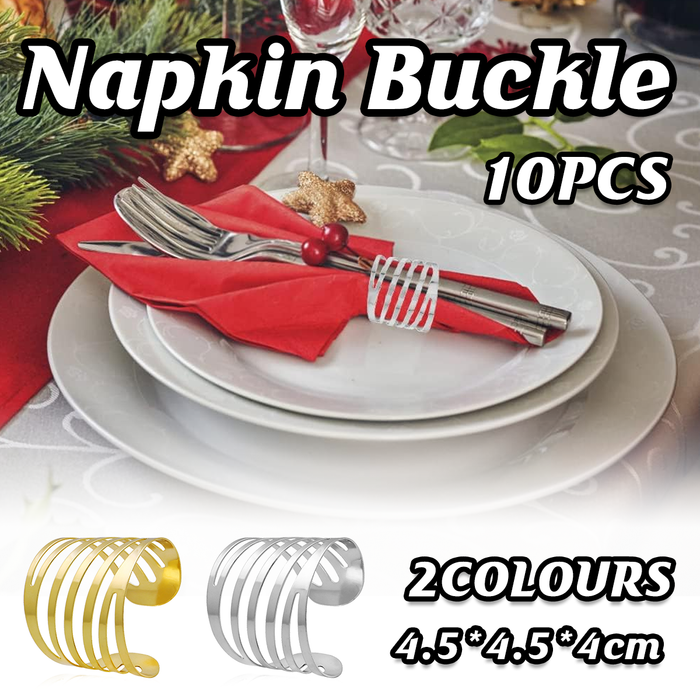 10pcs Hollow Rose Napkin Rings Metal Floral Buckle Wedding Table Decor Holder