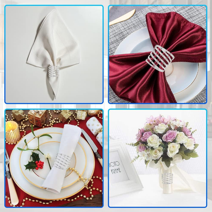 10pcs Hollow Rose Napkin Rings Metal Floral Buckle Wedding Table Decor Holder