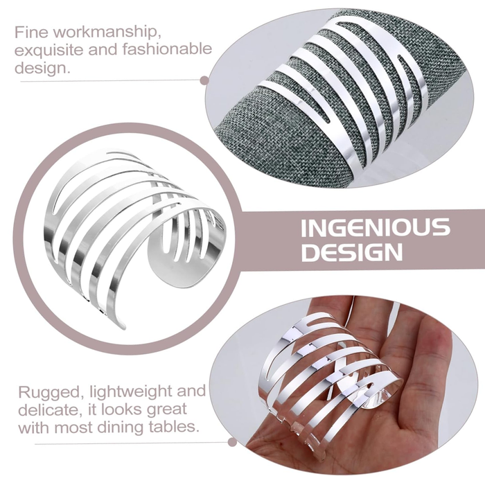 10pcs Hollow Rose Napkin Rings Metal Floral Buckle Wedding Table Decor Holder