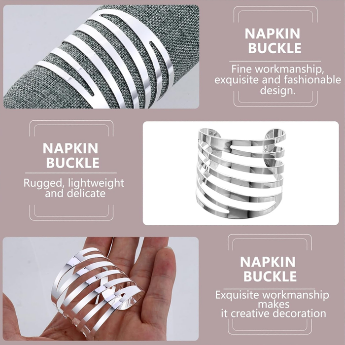 10pcs Hollow Rose Napkin Rings Metal Floral Buckle Wedding Table Decor Holder