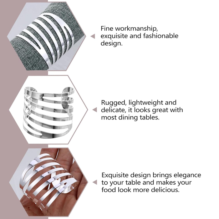 10pcs Hollow Rose Napkin Rings Metal Floral Buckle Wedding Table Decor Holder