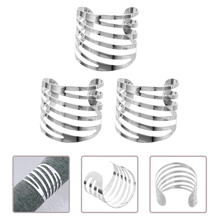 10pcs Hollow Rose Napkin Rings Metal Floral Buckle Wedding Table Decor Holder