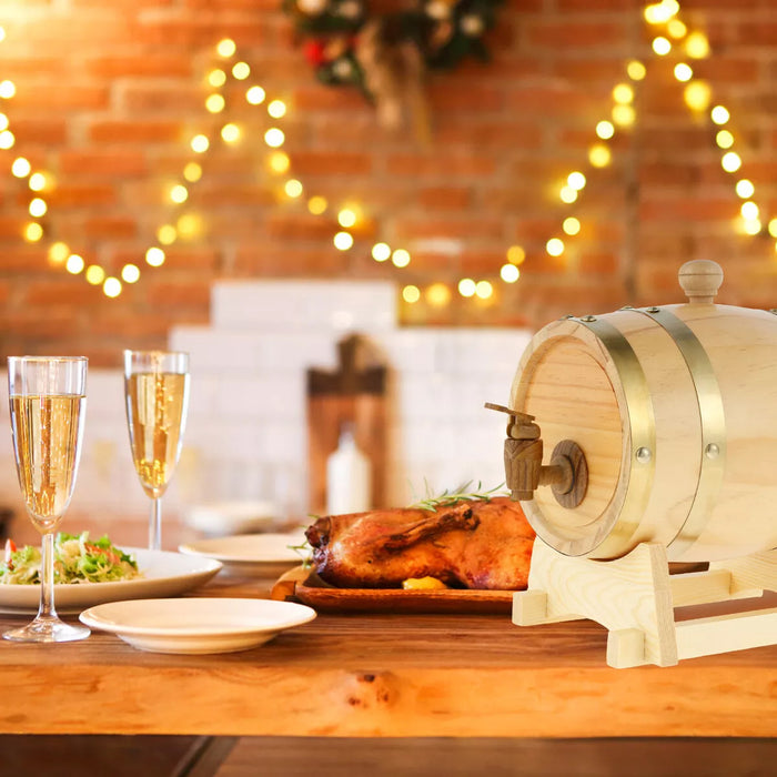 5L Pine Wooden Wine Barrel with Resin Tap and Stand