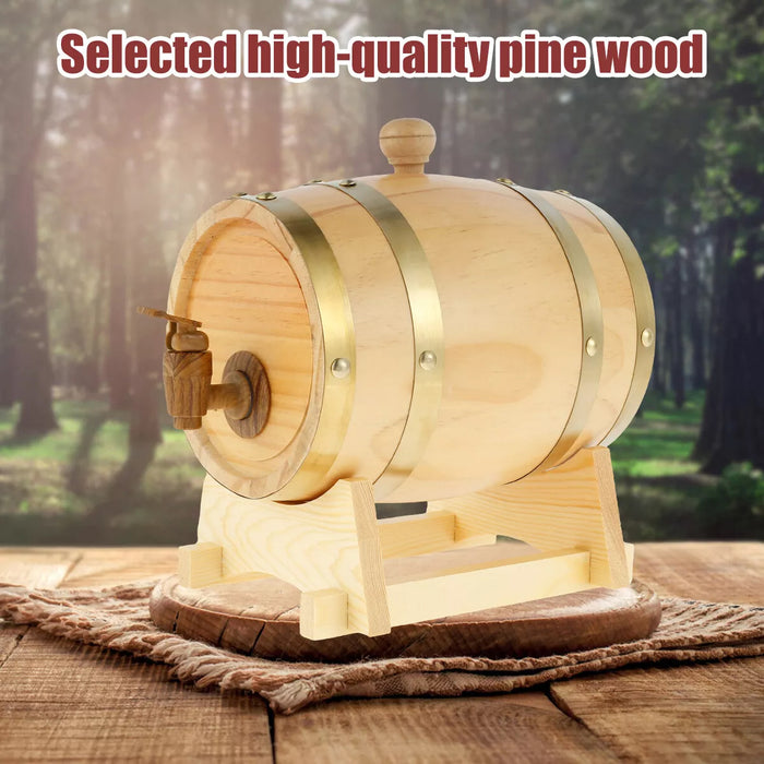 5L Pine Wooden Wine Barrel with Resin Tap and Stand