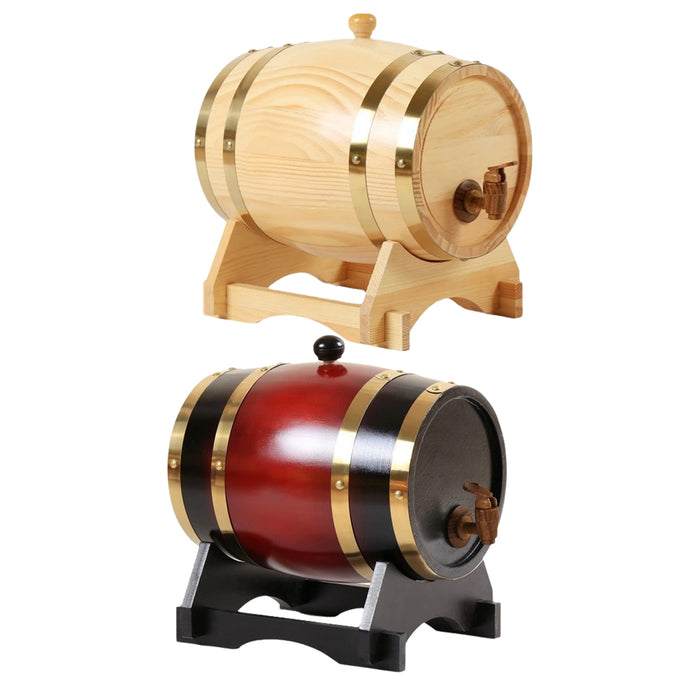 5L Pine Wooden Wine Barrel with Resin Tap and Stand