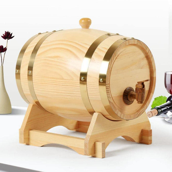 5L Pine Wooden Wine Barrel with Resin Tap and Stand