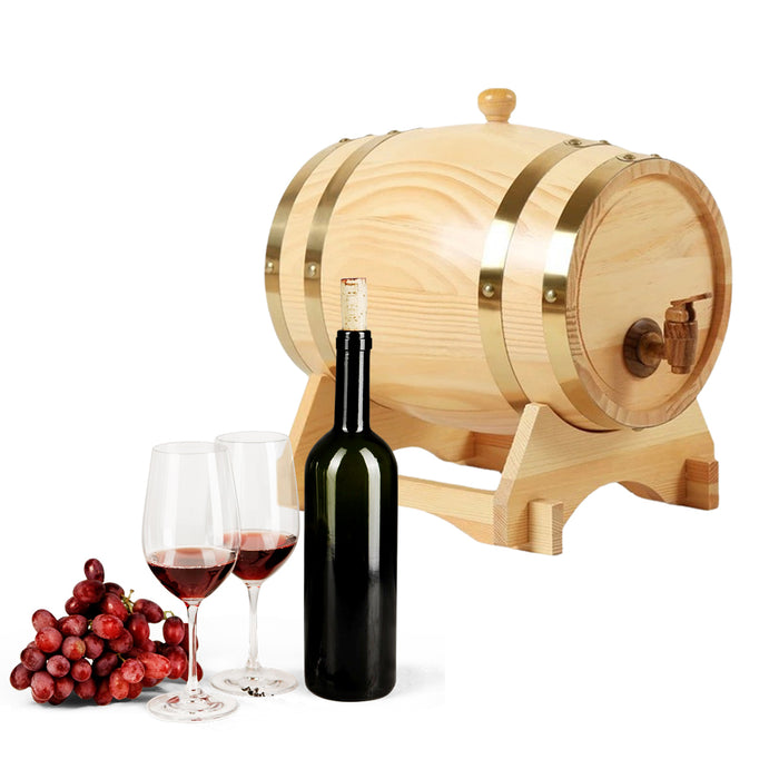 5L Pine Wooden Wine Barrel with Resin Tap and Stand