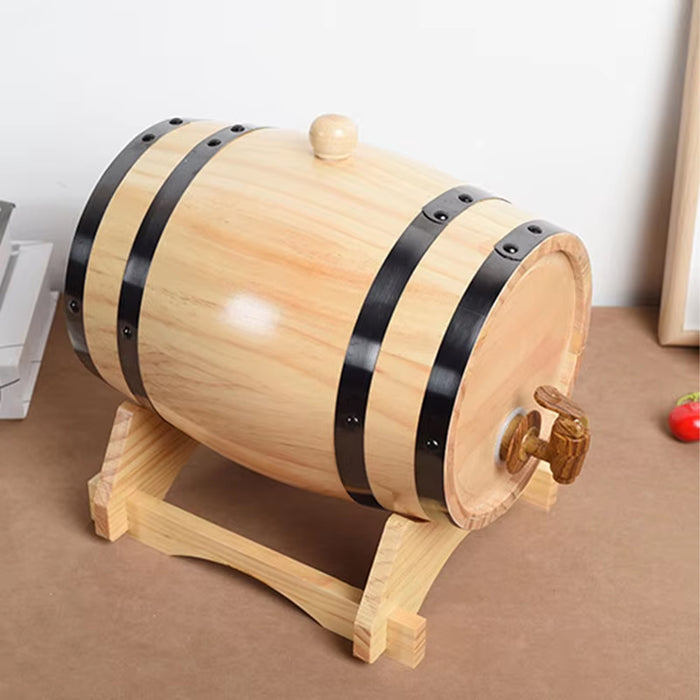 5L Pine Wooden Wine Barrel with Resin Tap and Stand