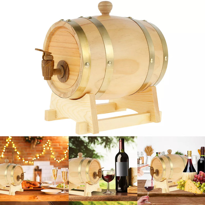5L Pine Wooden Wine Barrel with Resin Tap and Stand
