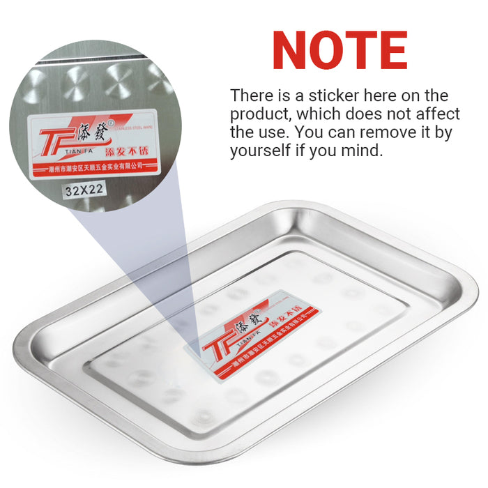 2 Pcs Stainless Steel Oblong Serving Tray 0.5 mm Thick 2 cm Deep 2 Sizes