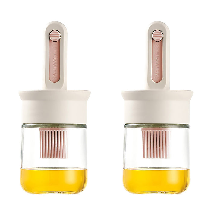 2PCS Glass Oil Brush Bottles Retractable Silicone Brush