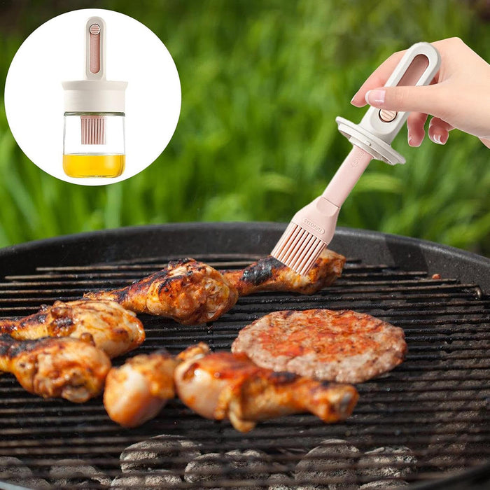2PCS Glass Oil Brush Bottles Retractable Silicone Brush
