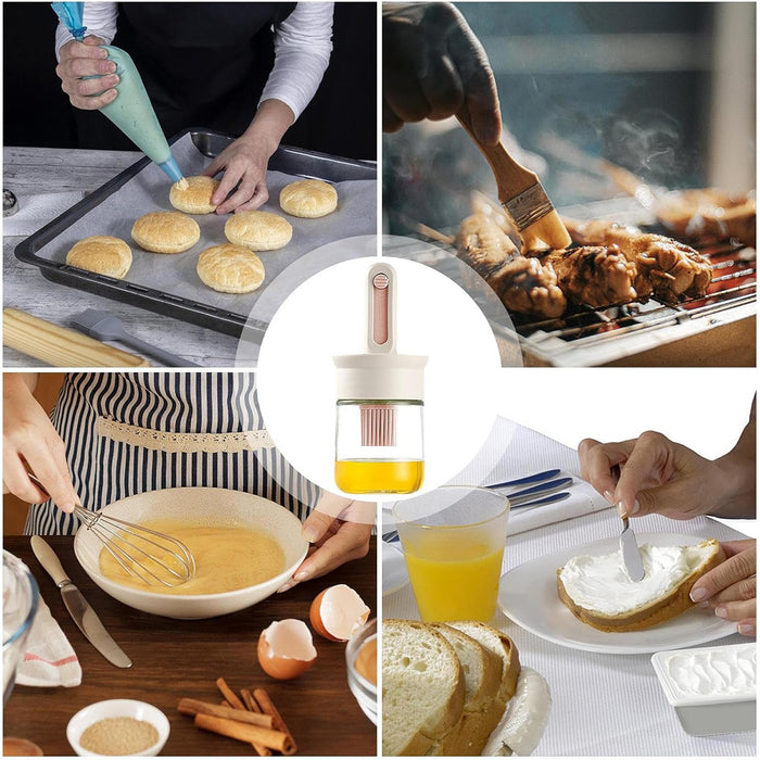 2PCS Glass Oil Brush Bottles Retractable Silicone Brush