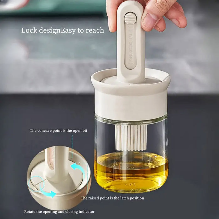 2PCS Glass Oil Brush Bottles Retractable Silicone Brush