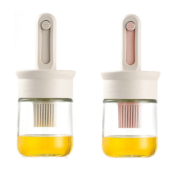 2PCS Glass Oil Brush Bottles Retractable Silicone Brush