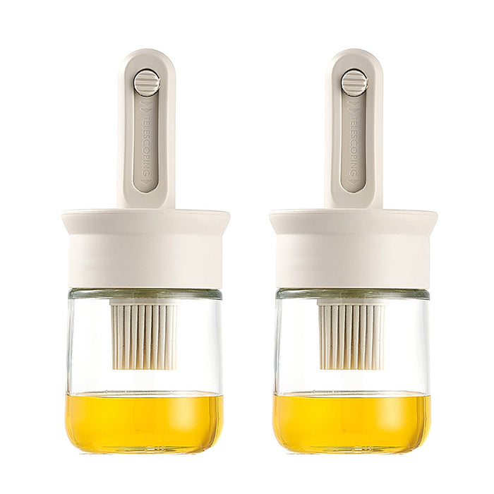 2PCS Glass Oil Brush Bottles Retractable Silicone Brush