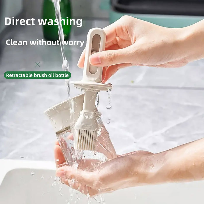 2PCS Glass Oil Brush Bottles Retractable Silicone Brush