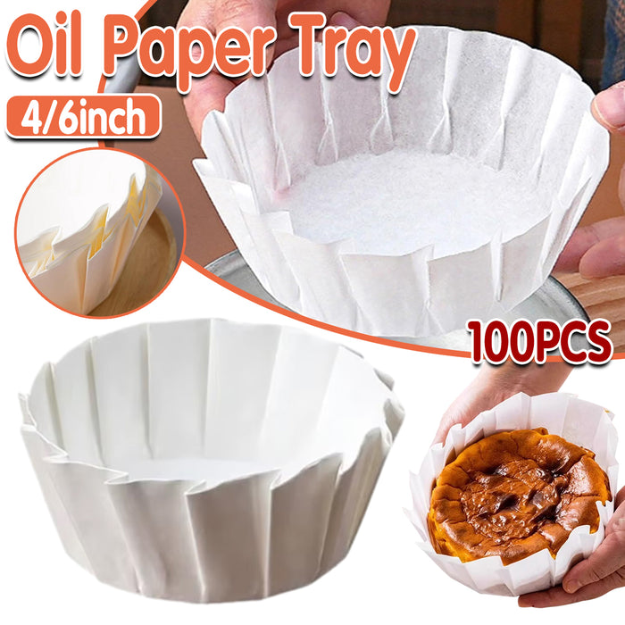 100PCS Non-stick Oil-proof Cake Paper Trays Heat-Resistant Baking Food Serving Plates