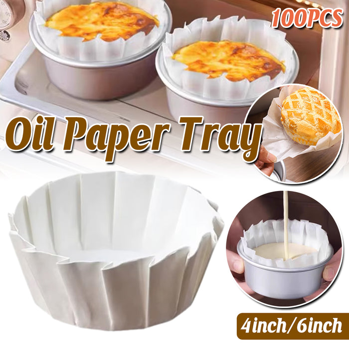 100PCS Non-stick Oil-proof Cake Paper Trays Heat-Resistant Baking Food Serving Plates