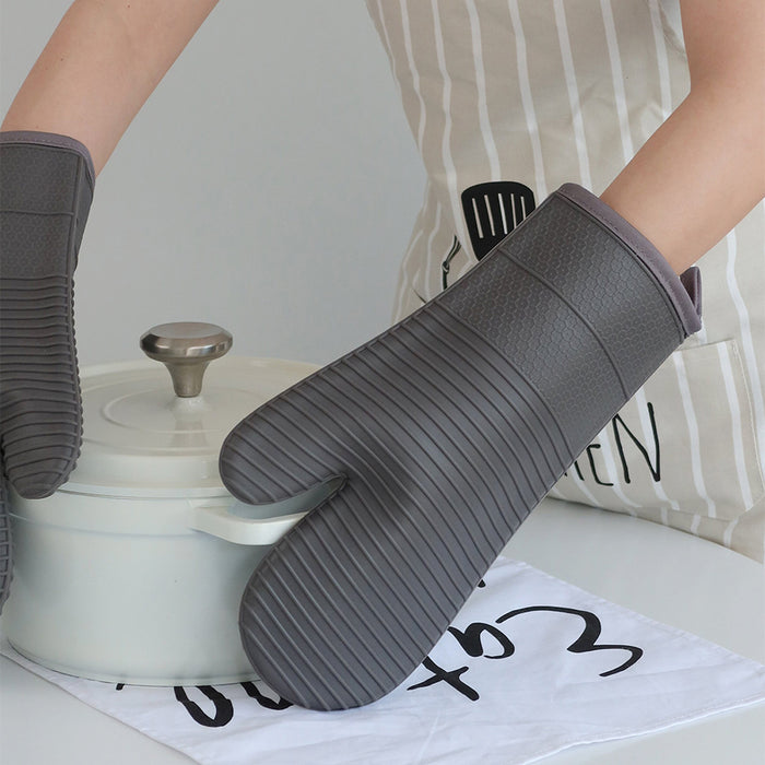 Silicone Heat Resistant Oven Mitts with Cotton Lining for Kitchen and BBQ