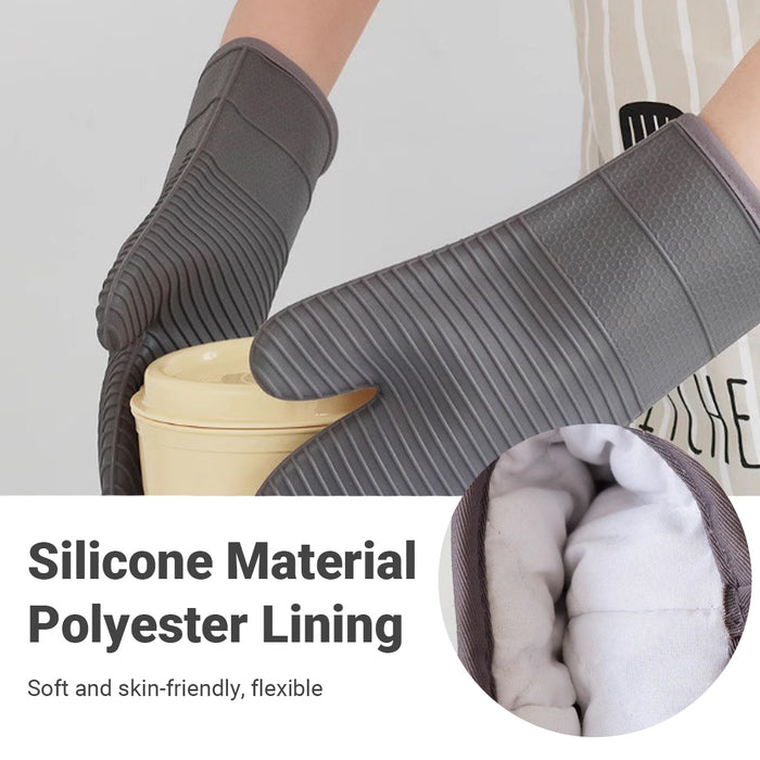 Silicone Heat Resistant Oven Mitts with Cotton Lining for Kitchen and BBQ