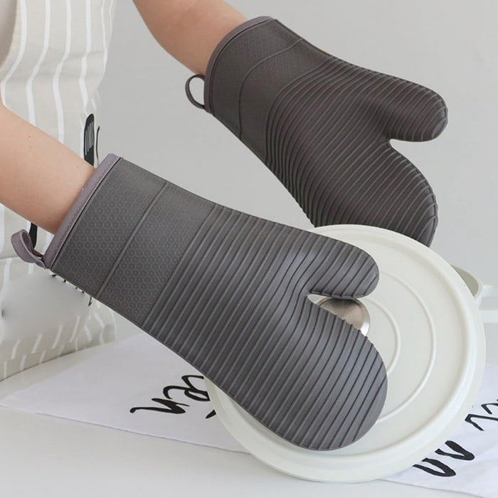 Silicone Heat Resistant Oven Mitts with Cotton Lining for Kitchen and BBQ