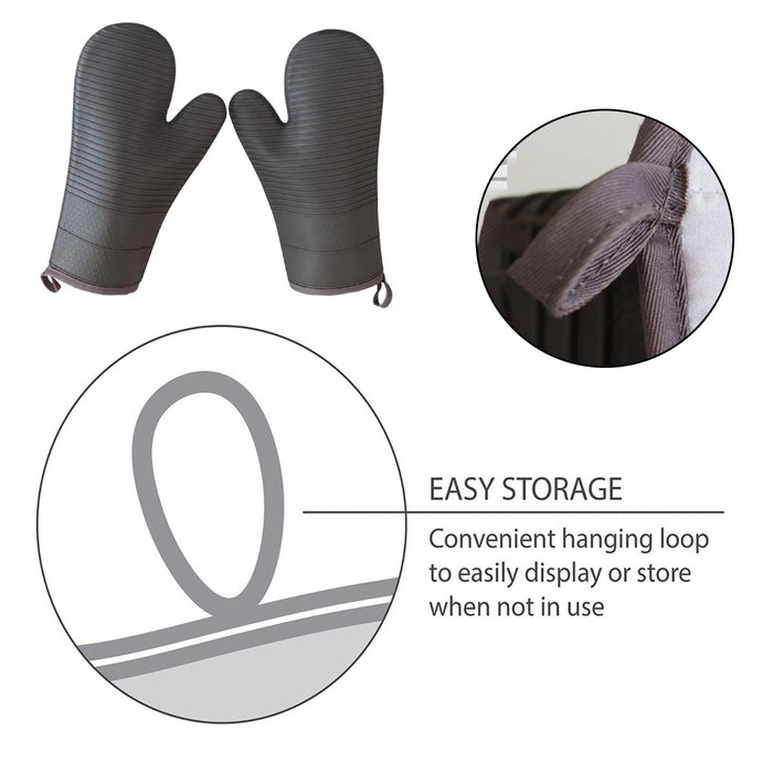 Silicone Heat Resistant Oven Mitts with Cotton Lining for Kitchen and BBQ