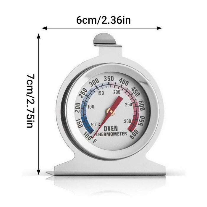 Stainless Steel Oven Thermometer with Large Dial Red Indicator