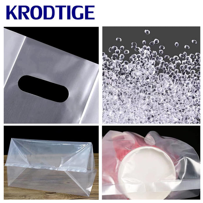 50 Pcs Clear PE Gift Bags with Handles for Party Favors and Wedding in 3 Sizes