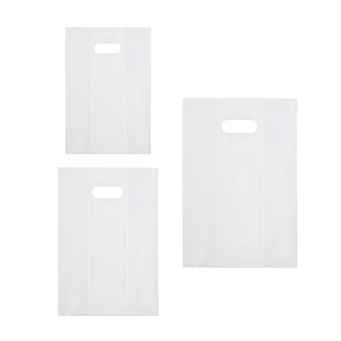 50 Pcs Clear PE Gift Bags with Handles for Party Favors and Wedding in 3 Sizes