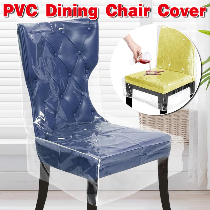 PVC Dining Chair Cover with Backrest Waterproof Transparent Protector
